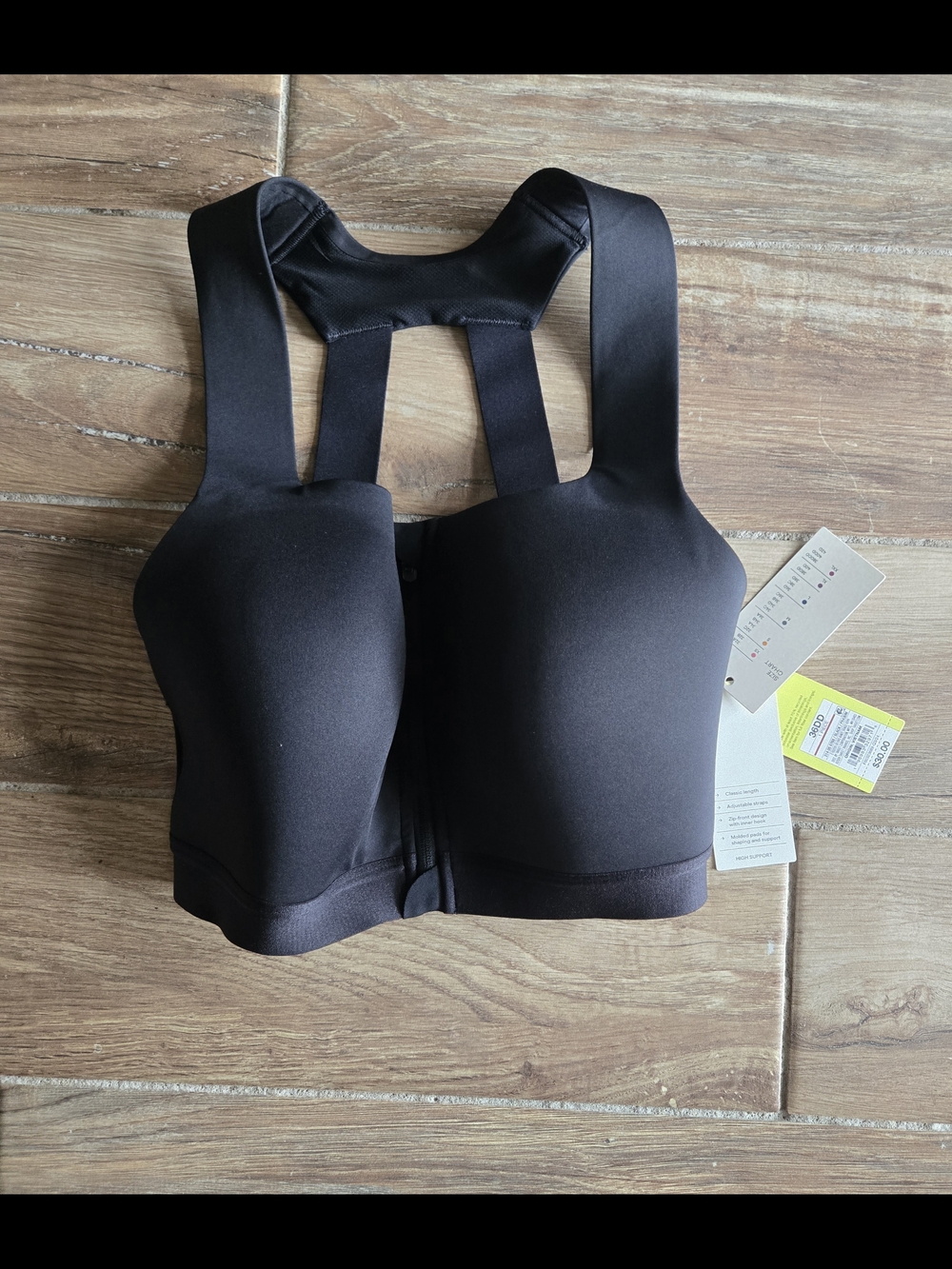 Women's Black Front-Zip Sports Bra - All In Motiin NWT